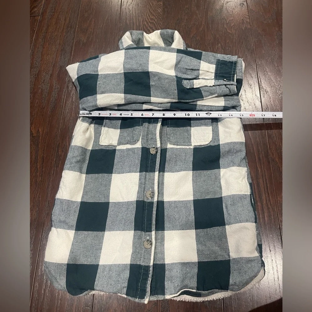 GAP Kids Plaid Green Sherpa Lined Shirt Jacket Shacket Girls Size Large